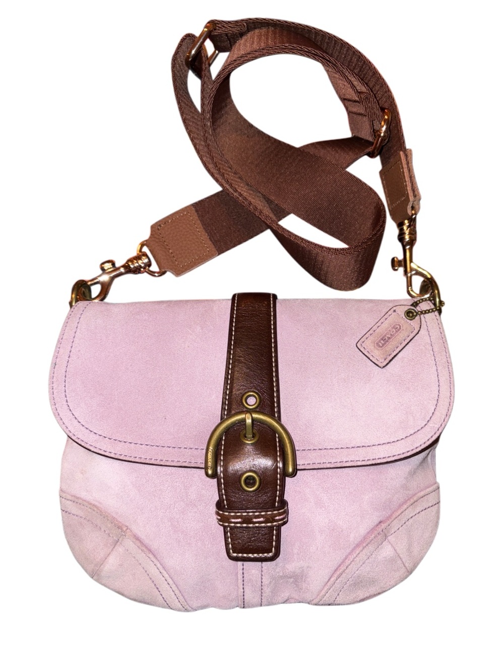 Coach Vintage 2004 Soho Suede Crossbody in Lilac with Brown Leather Trim 4743 - Picture 3 of 8